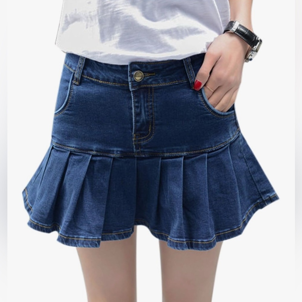 Yeokou Casual Slim A-line Pleated Ruffle Mini Skort - M NWOT
